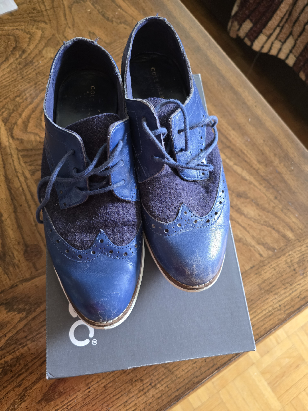 Cole Haan Blue Leather Wingtip Oxfords