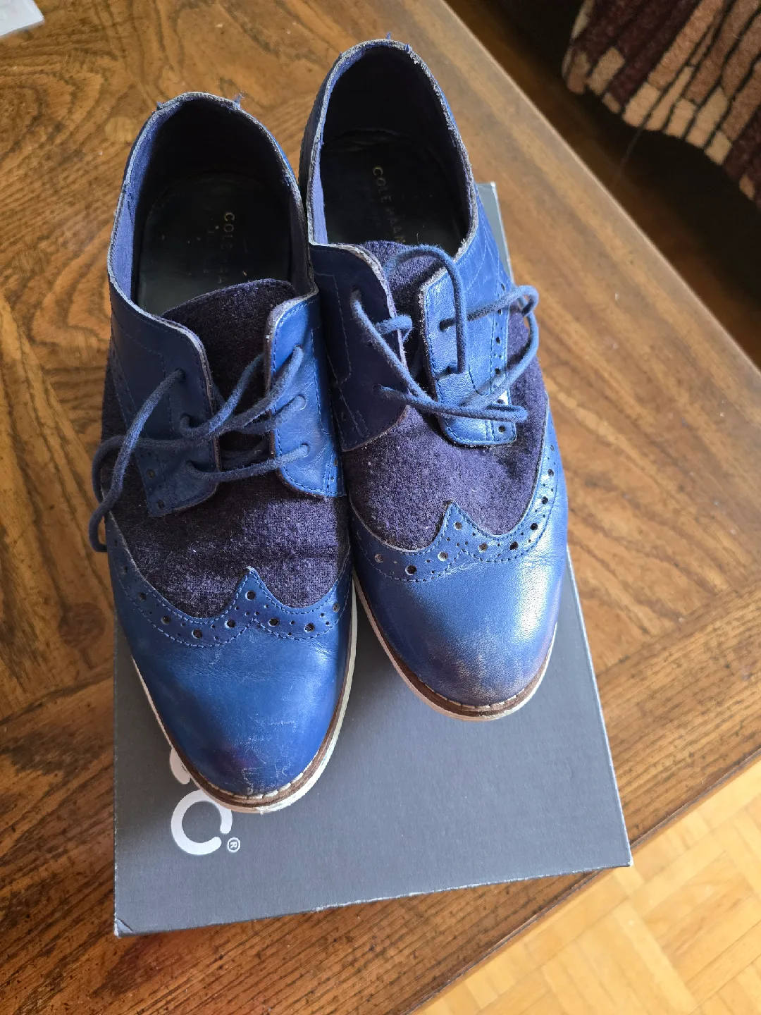 Cole Haan Blue Leather Wingtip Oxfords thumbnail