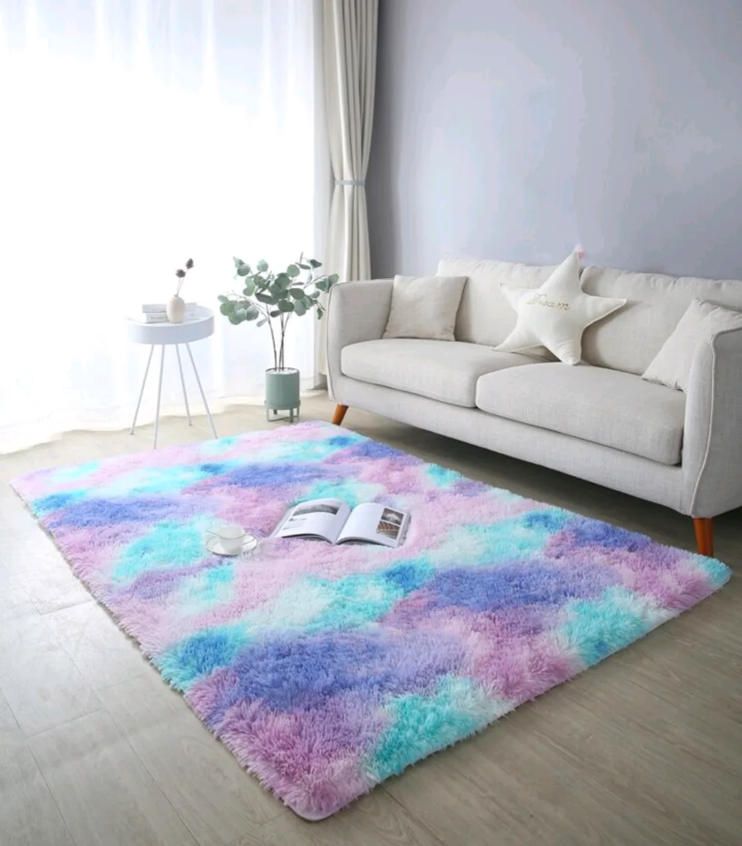 Fluffy Area Rug - Pastel Rainbow thumbnail