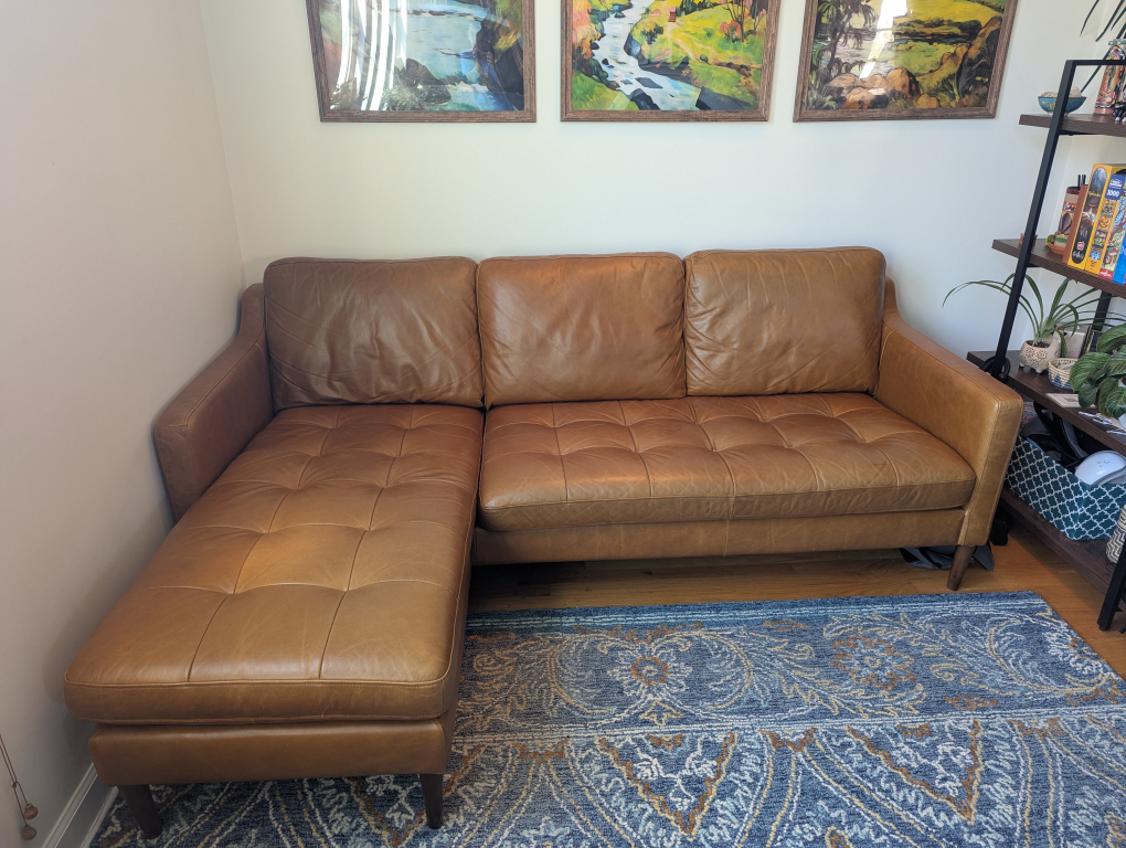 Genuine Leather L-Sectional Great Condition