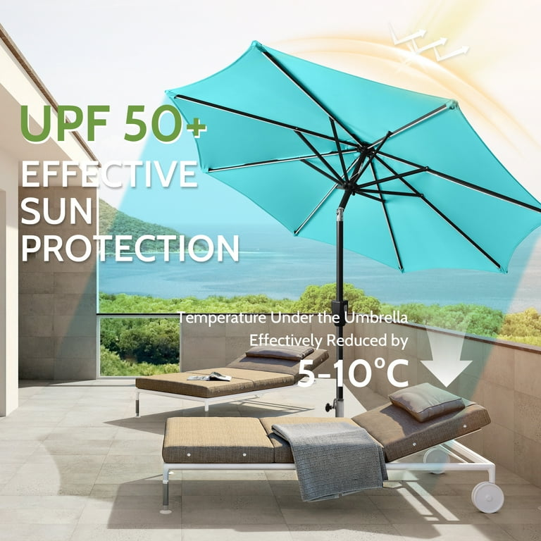 NEW 7.5 FT Patio Umbrella with LED Lights - Teal