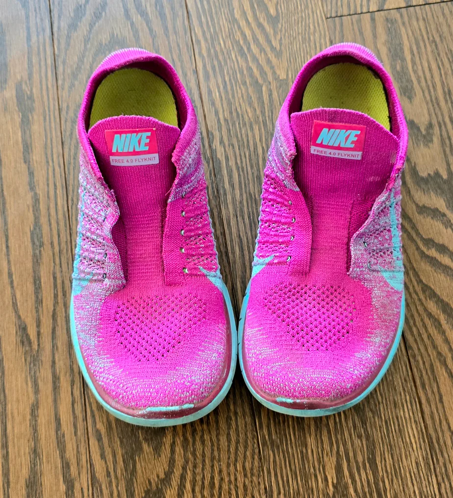 Nike Free 4.0 Flyknit Pink Running Shoes - Size 8 thumbnail