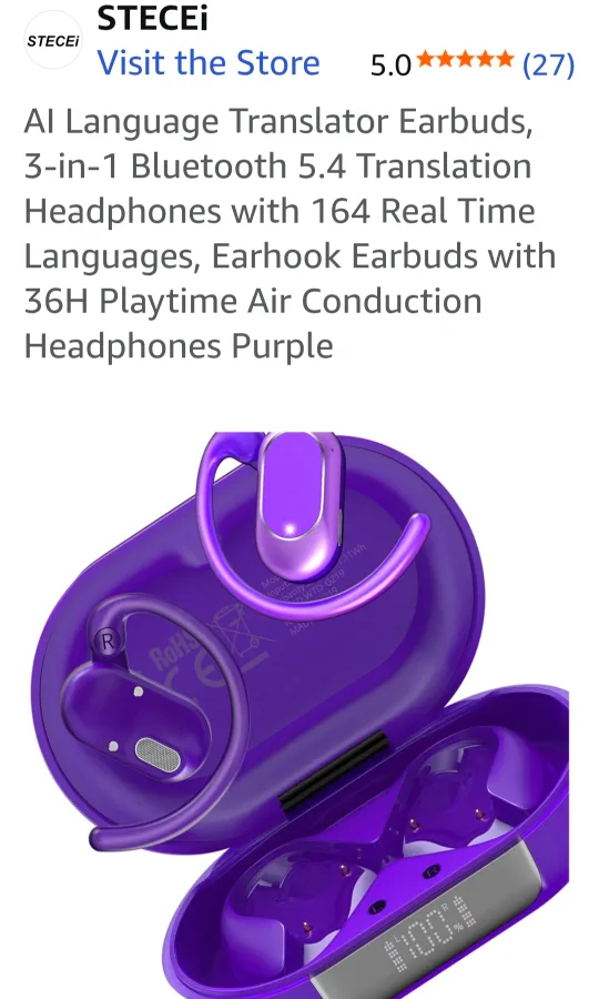 AI Language Translator Earbuds - Purple image indicator(6)