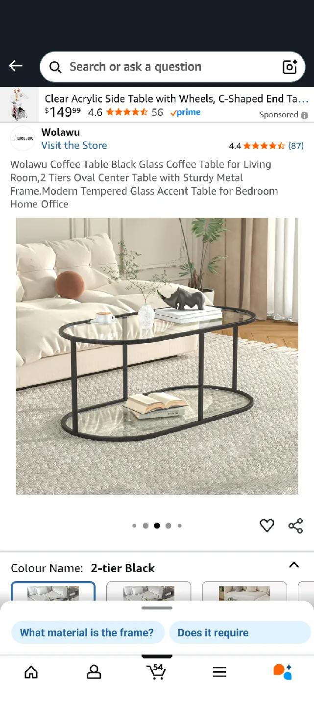 Wolawu Black Glass Coffee Table image indicator(3)