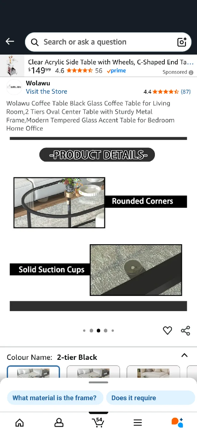 Wolawu Black Glass Coffee Table image indicator(4)