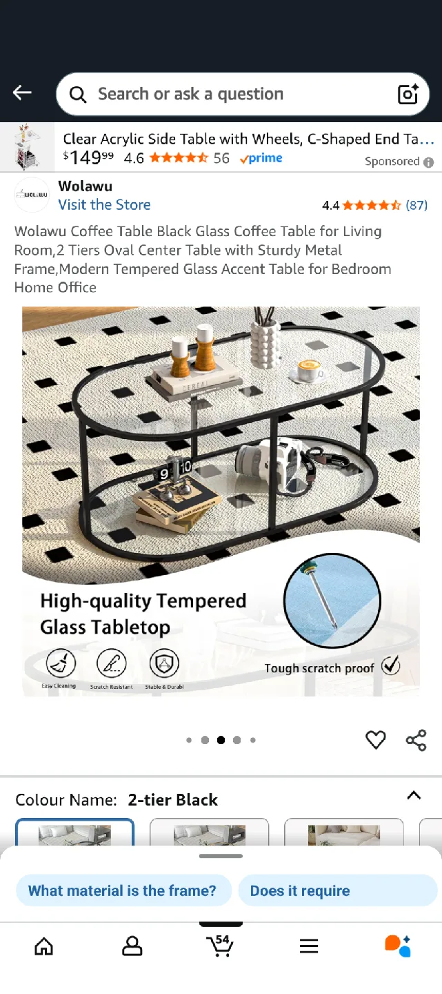 Wolawu Black Glass Coffee Table image indicator(5)