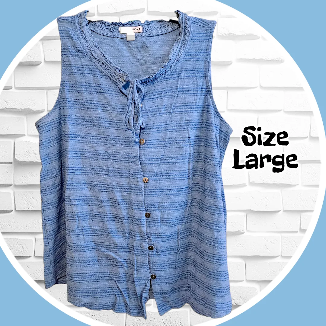 🥕 Sz Lrg Sleeveless Embroidery  Button Up Top image indicator(2)