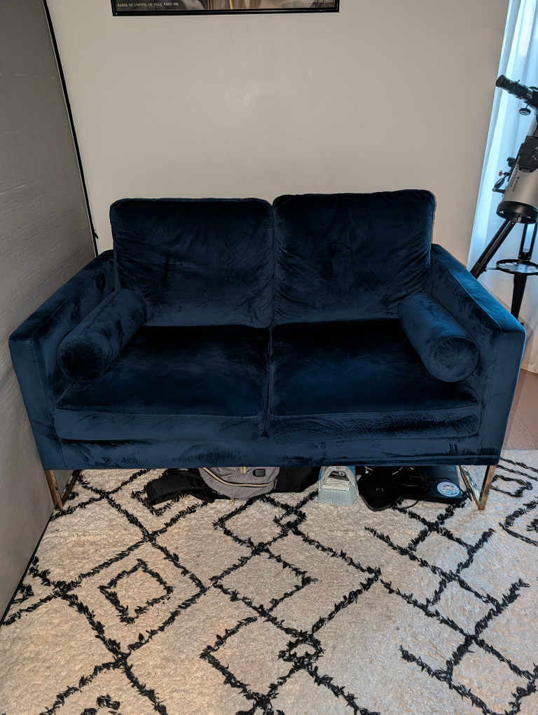 Blue Velvet Loveseat Sofa