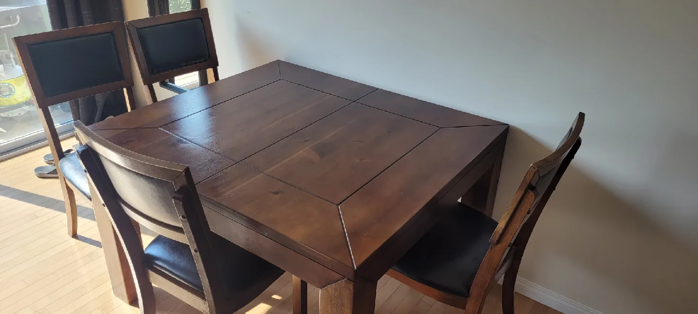 Extendable Solid Wood Dining Table with 4 Chairs image indicator(8)