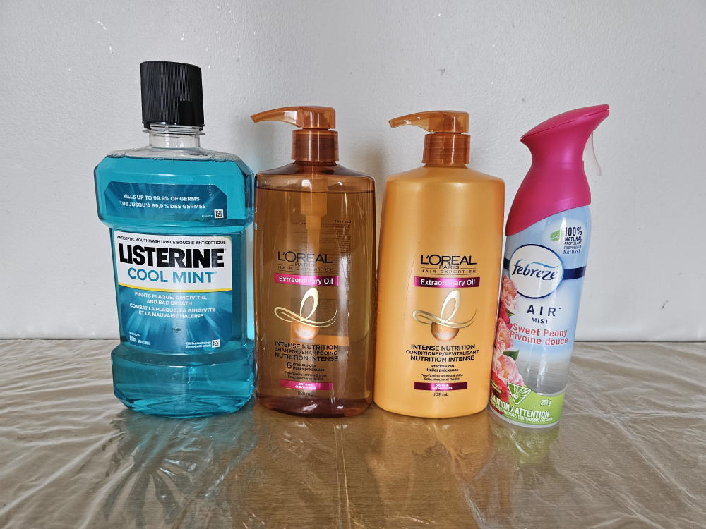 Listerine Cool Mint, L'Oreal Extraordinary Oil, Febreze Air Mist