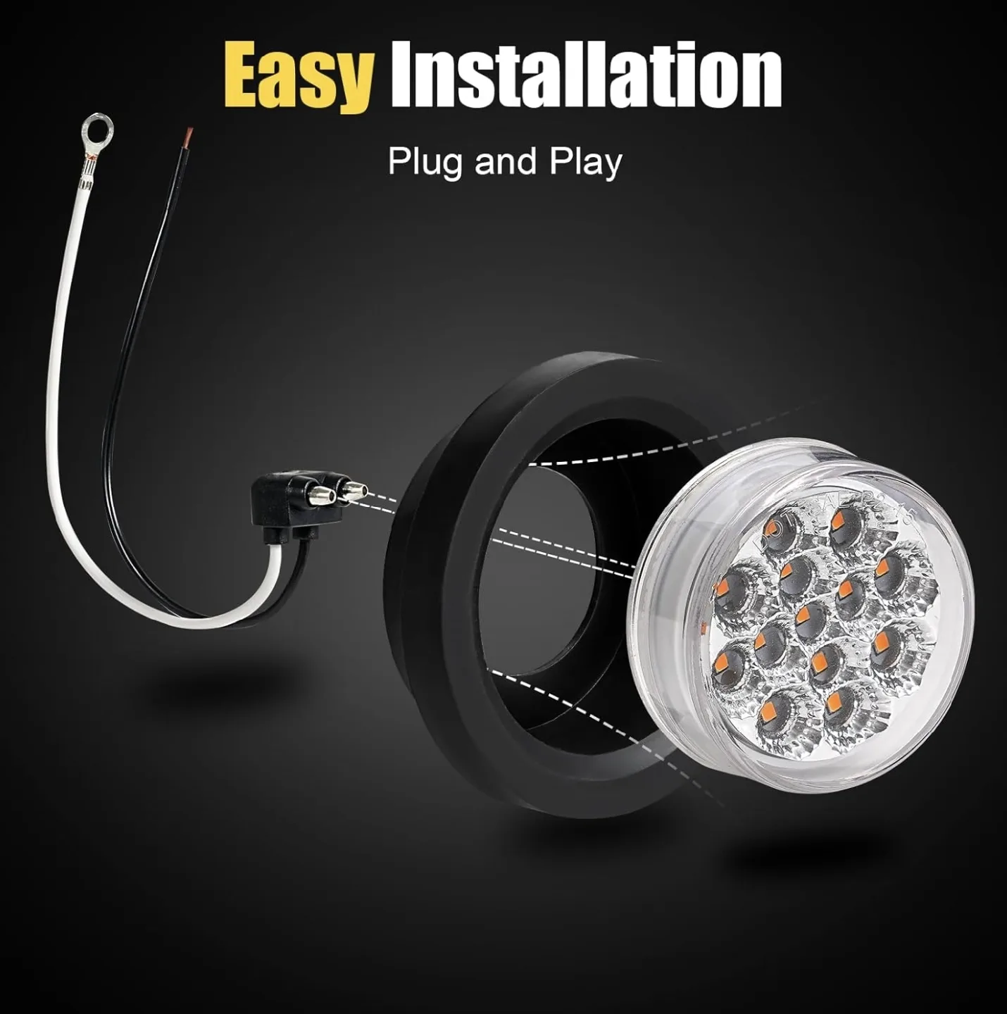 8x Round LED Marker Lights - Amber image indicator(4)