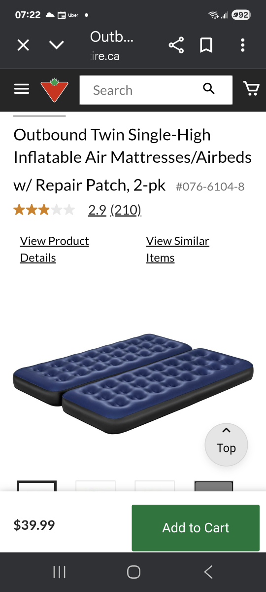 Outbound Twin Single-High Air Mattress - open box