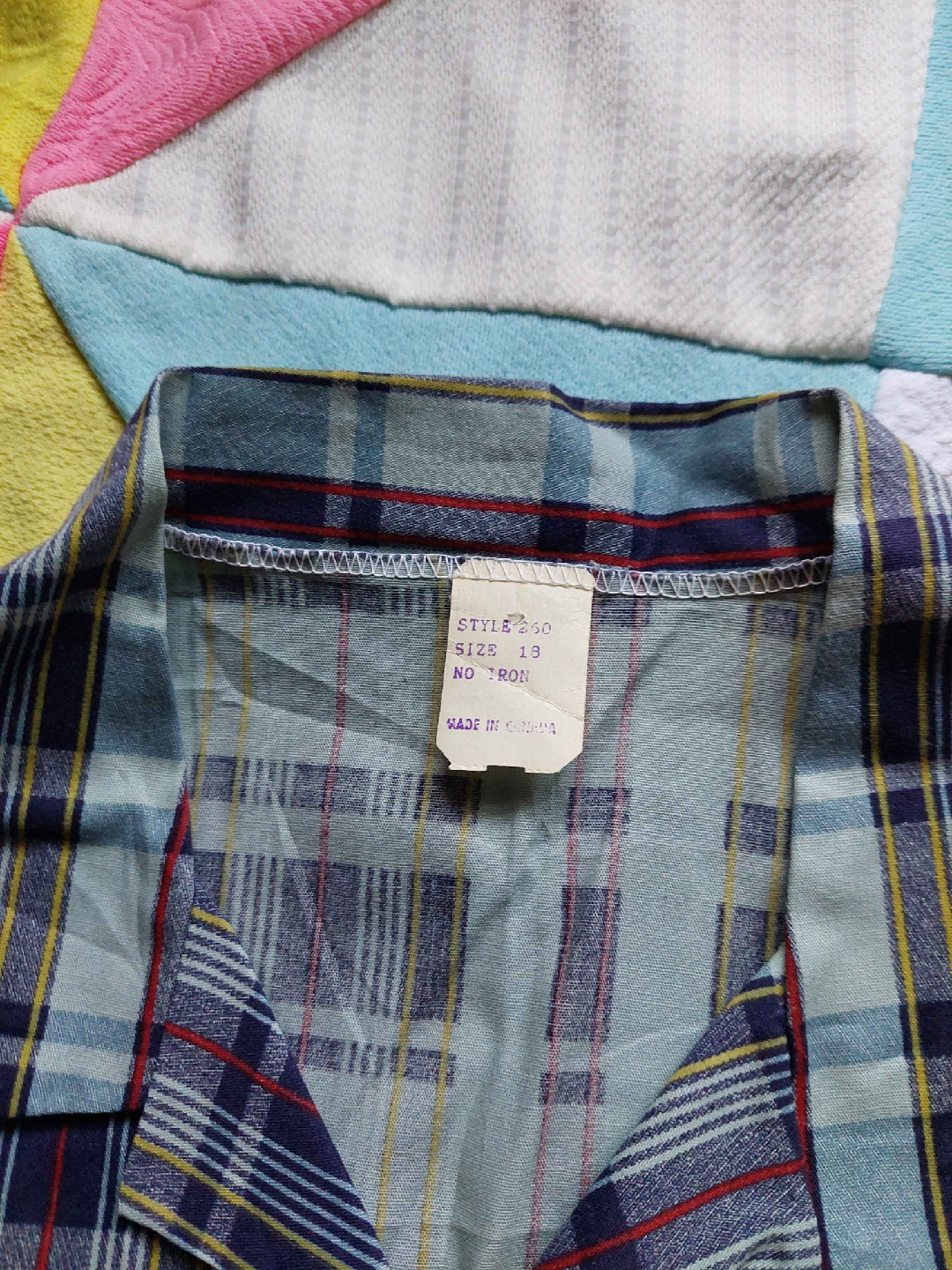 NWT vintage 70s blue plaid button-up tank top - photo 5