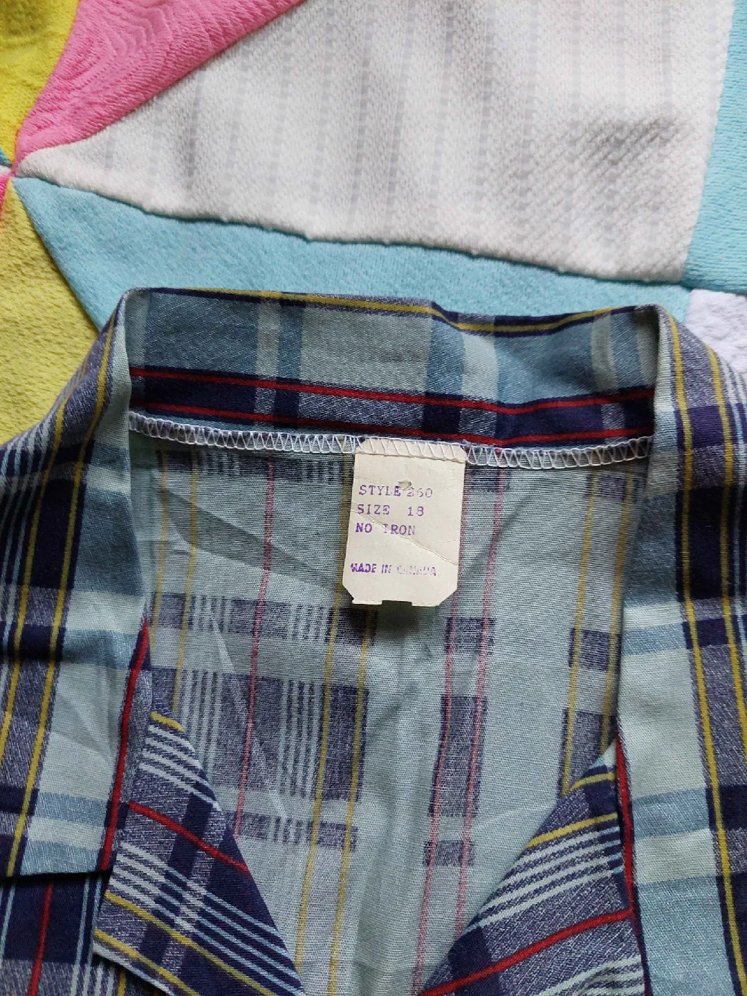 NWT vintage 70s blue plaid button-up tank top image indicator(5)