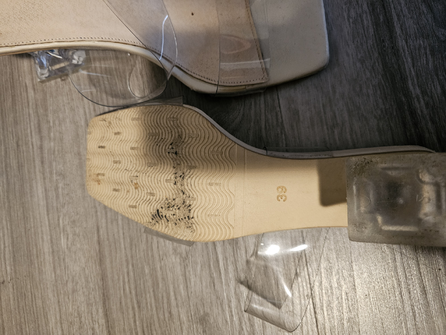 D'Lites Beige Clear Strap Heels - Size 9