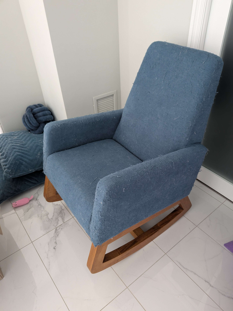 Blue Upholstered Rocking Chair