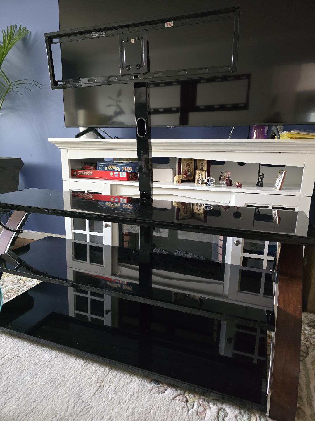 Black Glass TV Stand with Mount - photo 2
