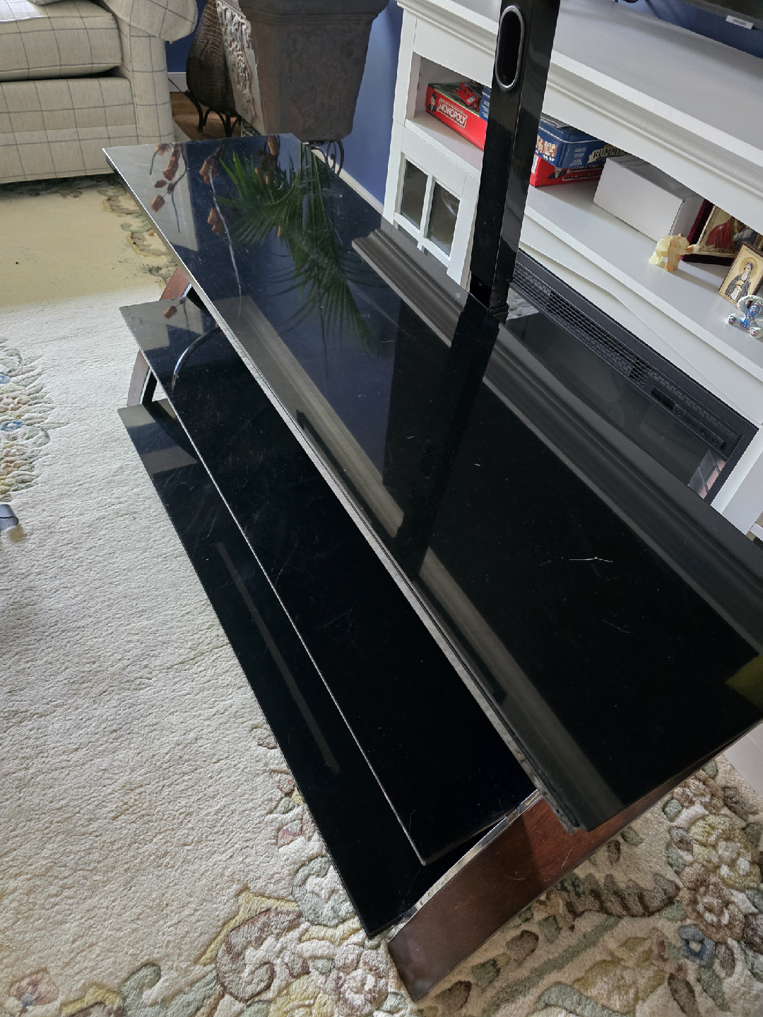 Black Glass TV Stand with Mount - photo 3