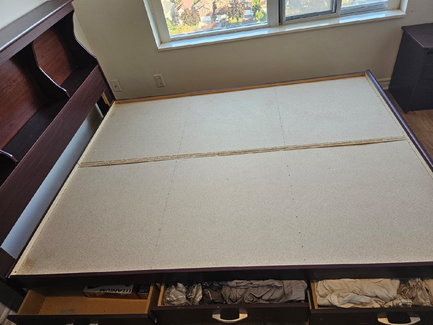 Bed frame with storage drawers
