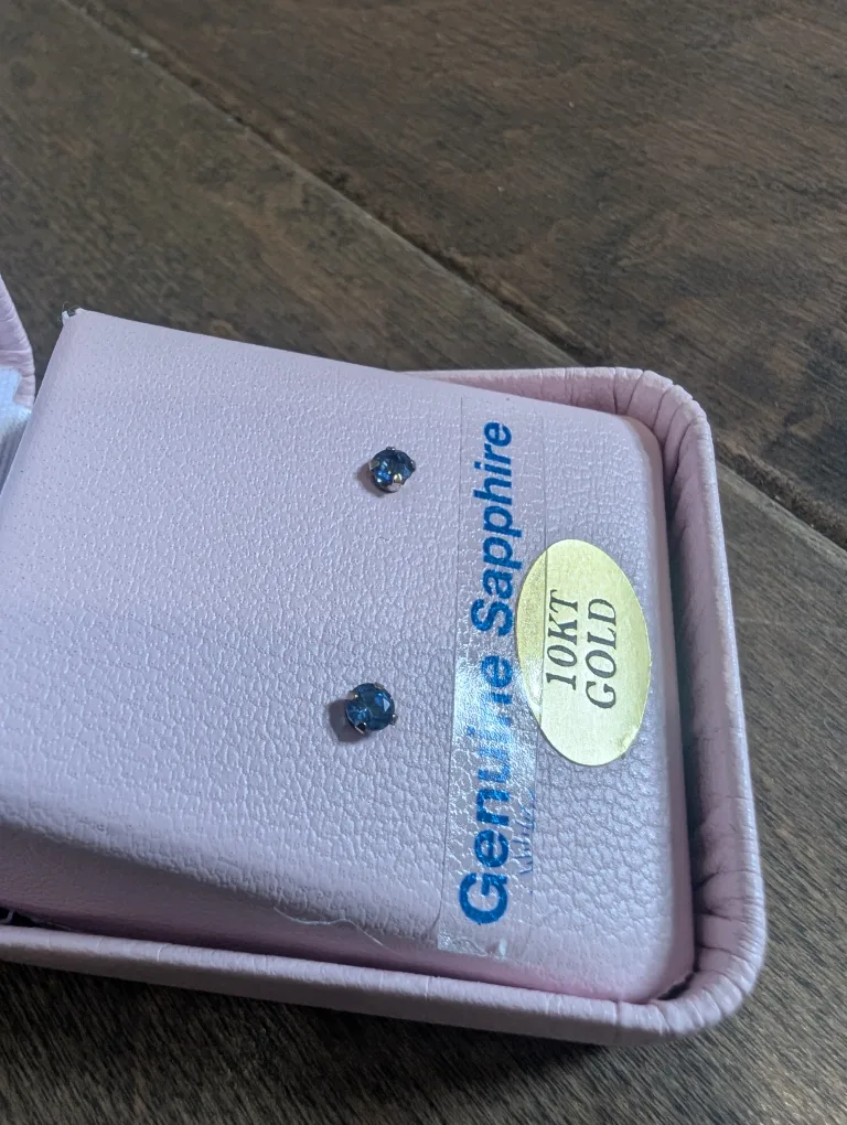 Brand New 10K White Gold Blue Sapphire Earrings For Sale image indicator(3)