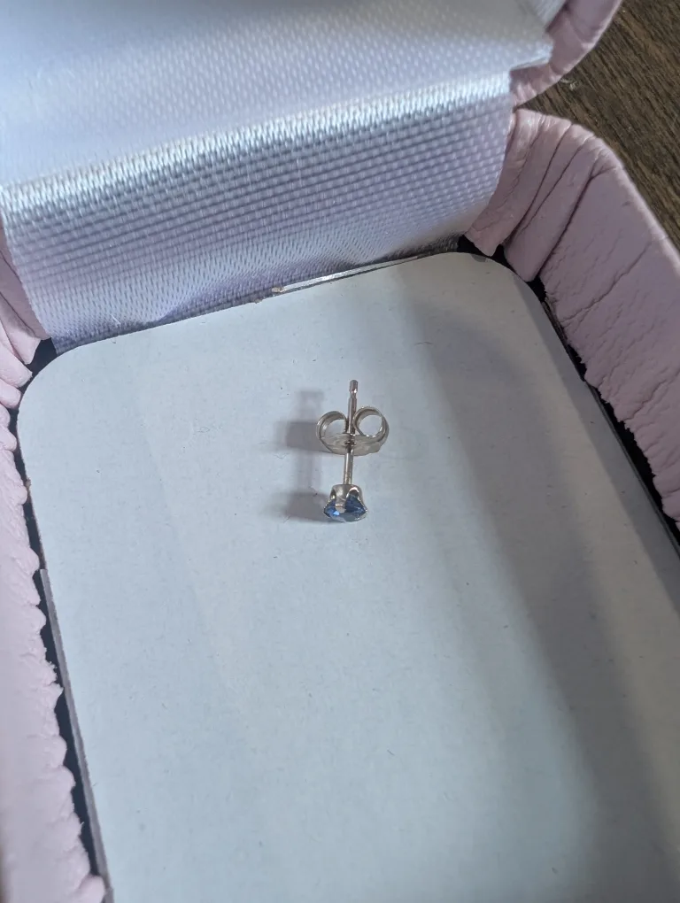 Brand New 10K White Gold Blue Sapphire Earrings For Sale image indicator(4)