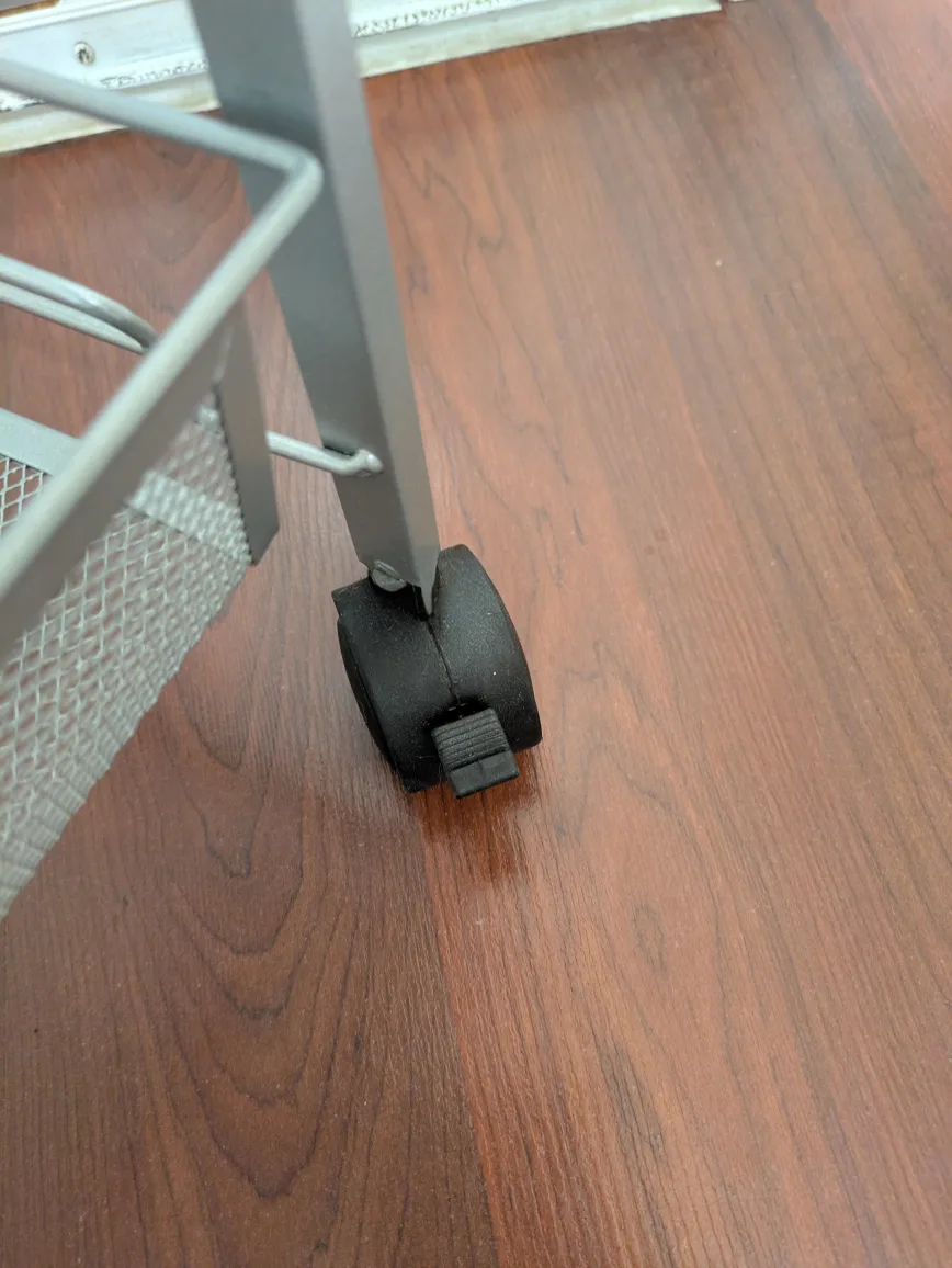 Grey Metal Rolling Cart with 4 Shelves and hooks image indicator(5)