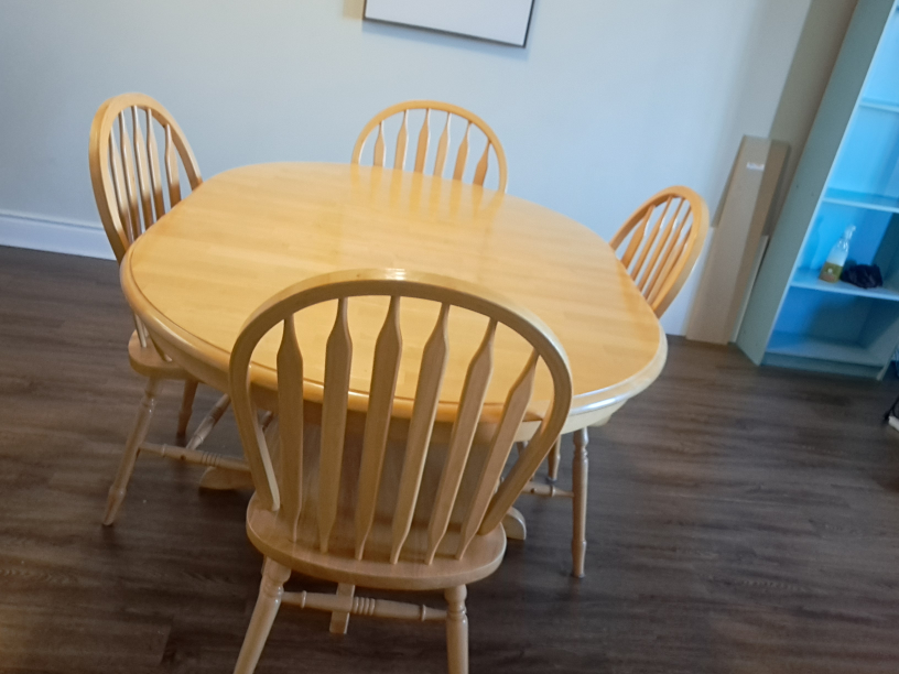 moving sale- Wooden Dining Table with Four Chairs