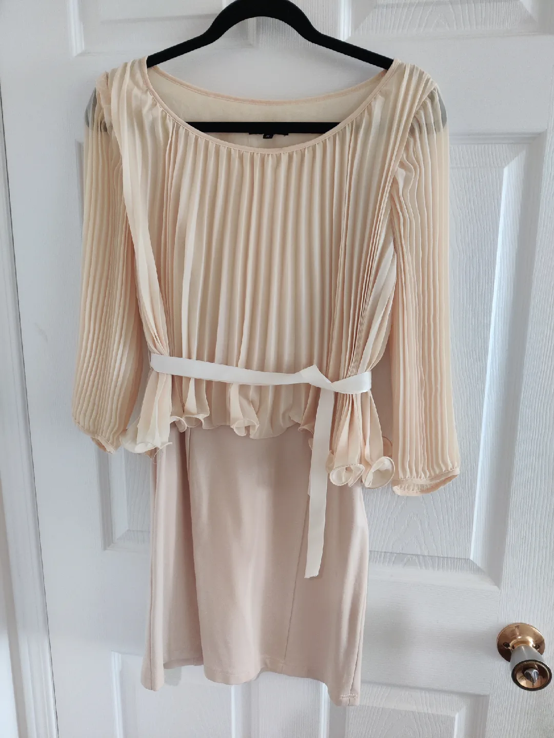 Cream Dress with Pleated Top thumbnail