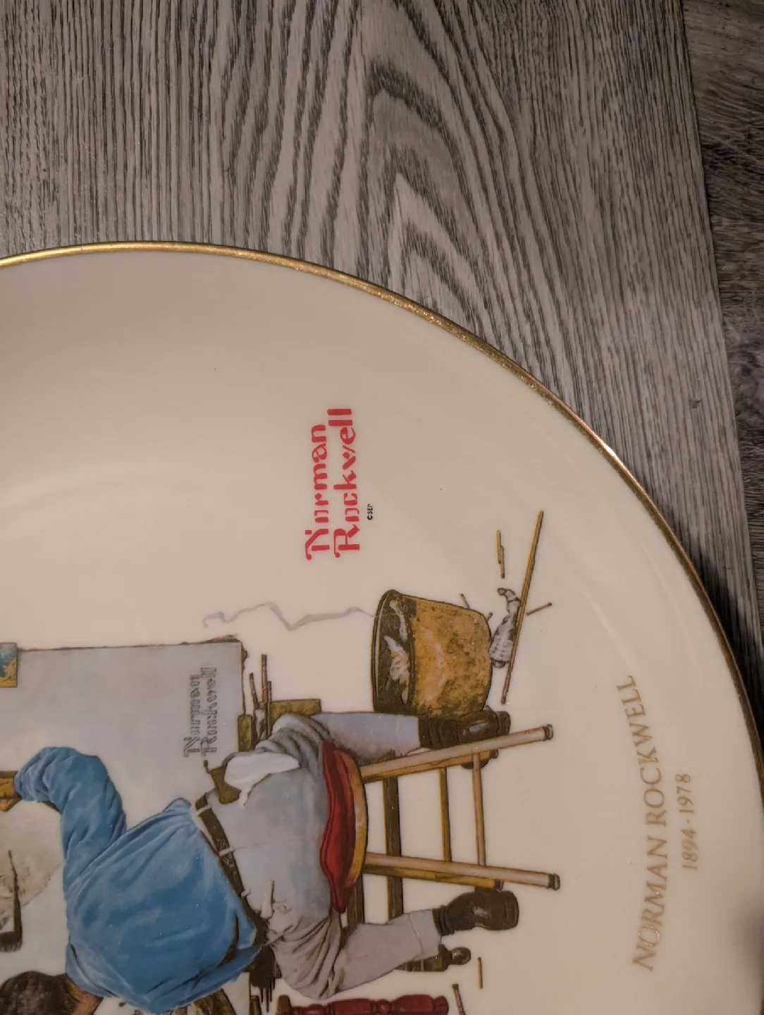 Norman Rockwell "Triple Self Portrait" Collector Plate image indicator(4)