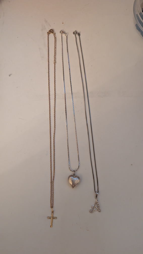 Necklace Bundle: Cross, Heart, Letter A