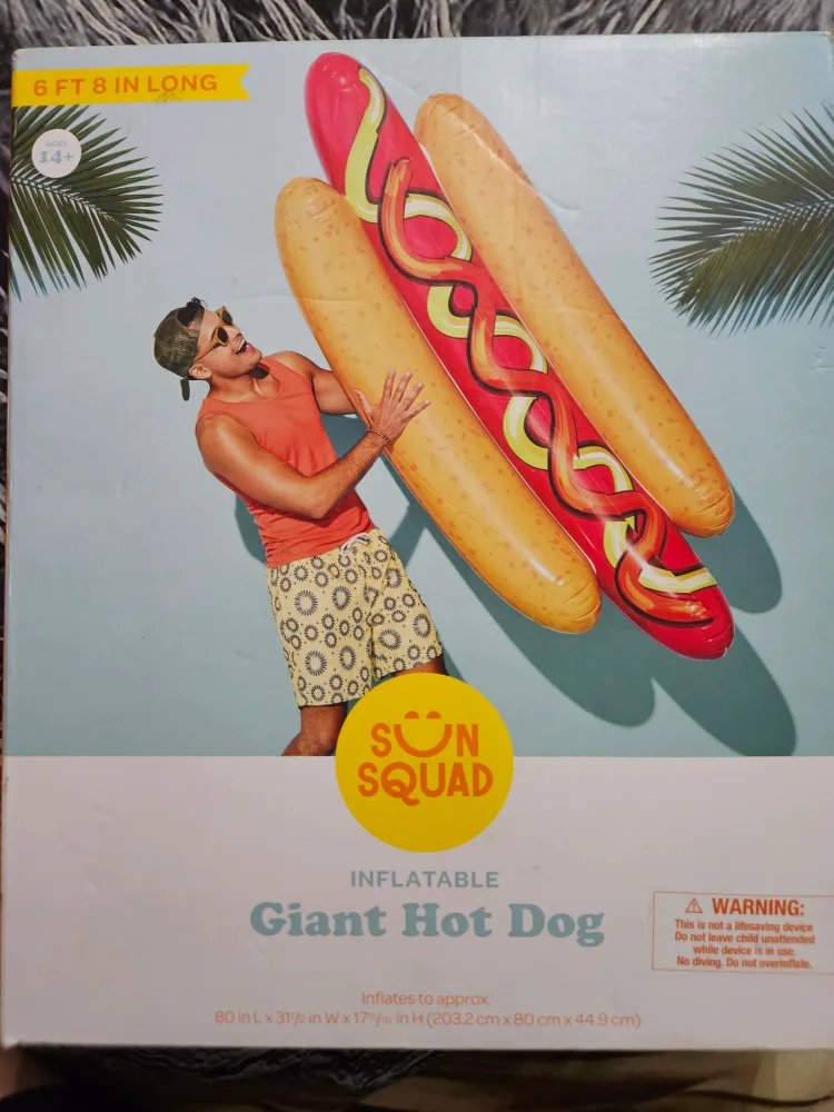 Sun Squad Giant Hot Dog Inflatable Pool Float - 6ft 8in thumbnail