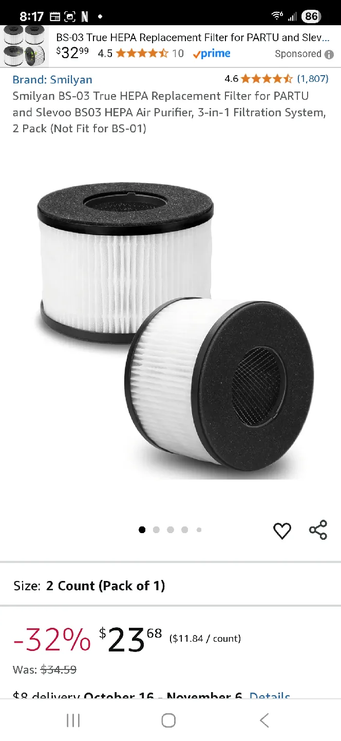 Smilyan BS-03 True HEPA Filter thumbnail