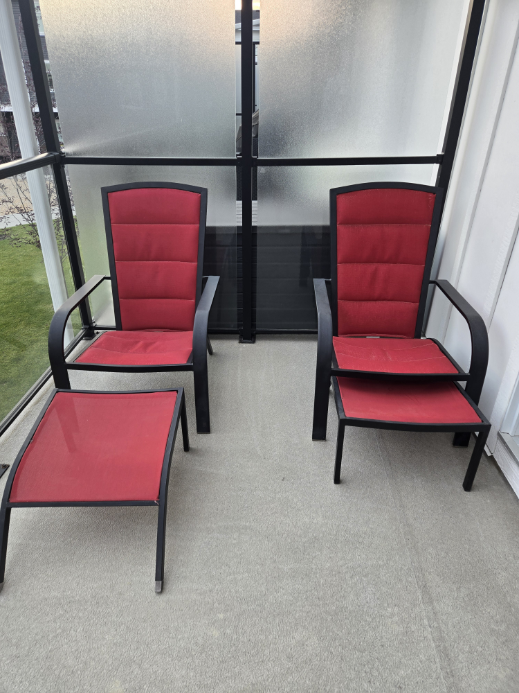 Patio Chairs and Footrests - Red & Black Set - photo 2