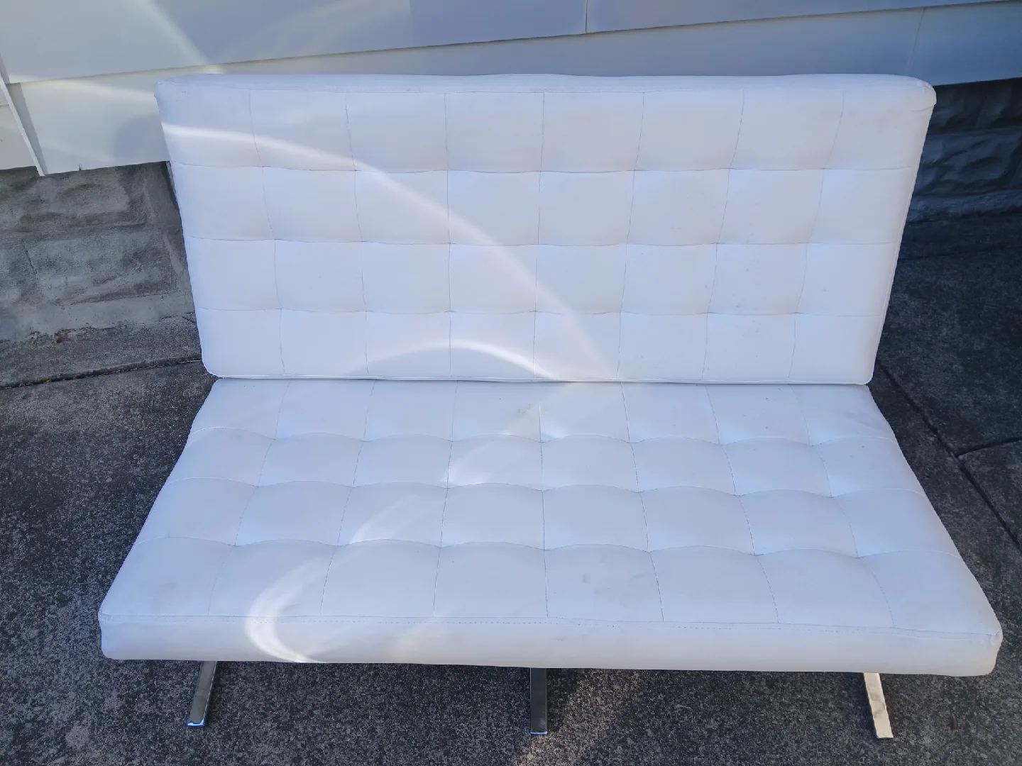 Barcelona Style White Faux Leather Loveseat thumbnail