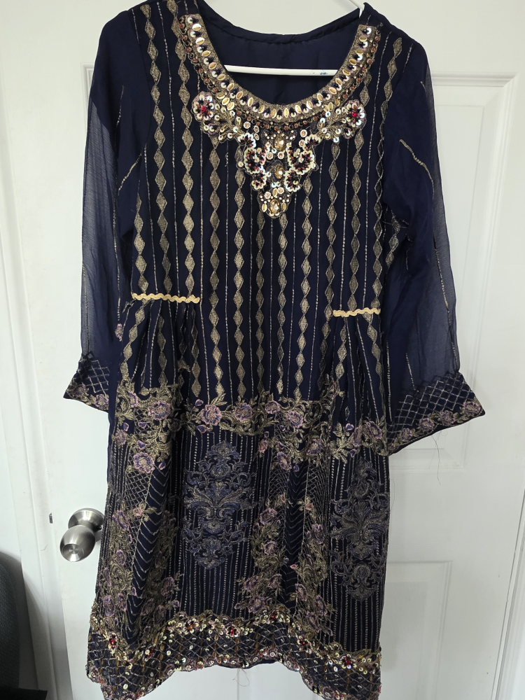 Embroidered Navy Blue Dress . - photo 2