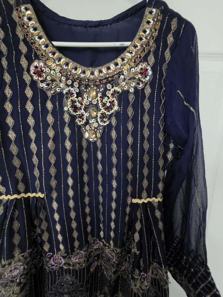 Embroidered Navy Blue Dress . - photo 3
