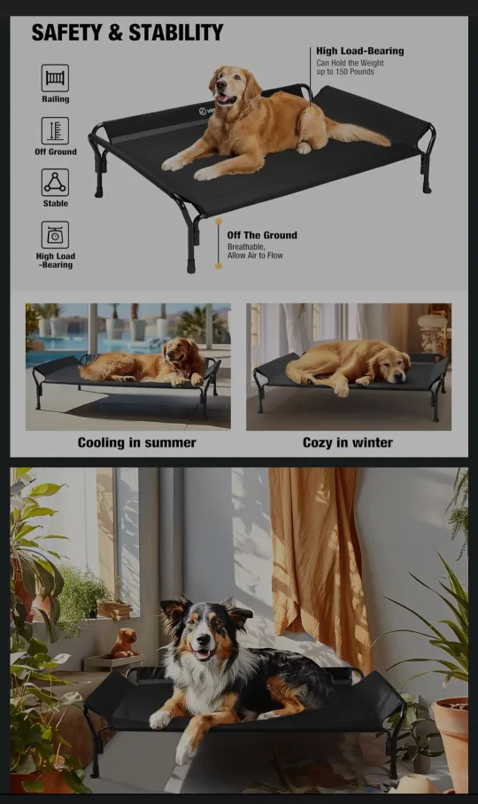 Veehoo Elevated Dog Bed - Black image indicator(8)