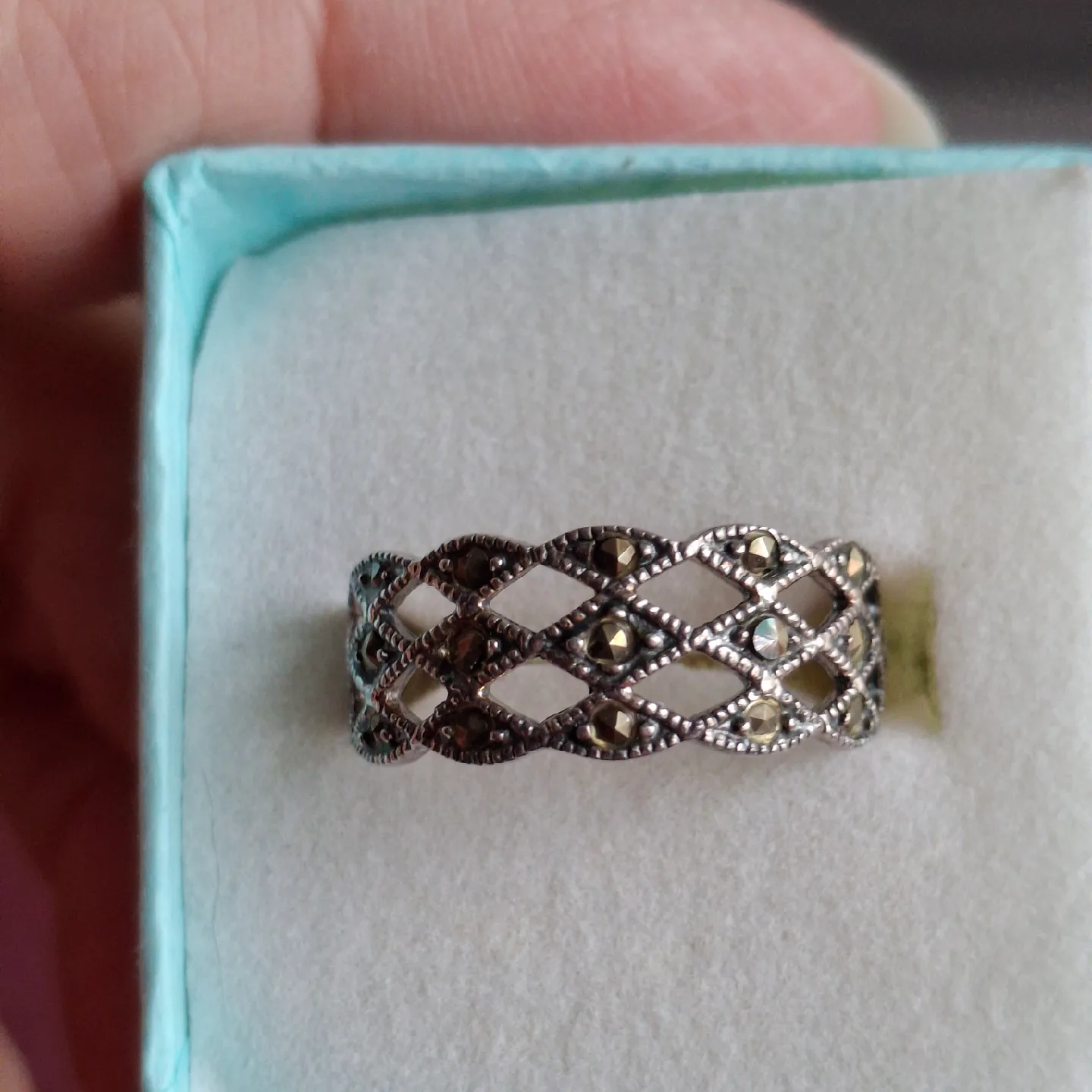 Vintage Marcasite Sterling Silver Ring thumbnail