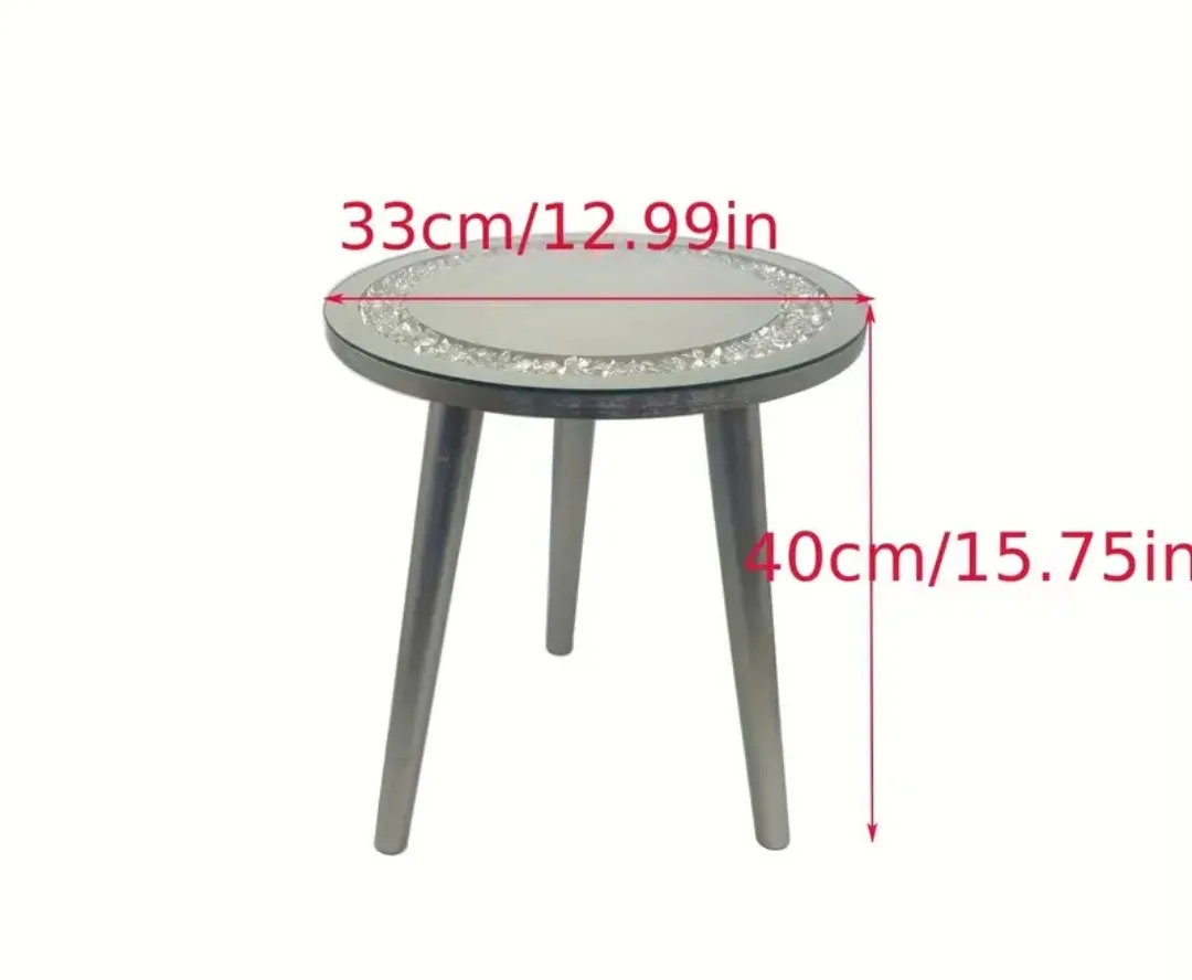 Mirror Diamond Encrusted Glass Table image indicator(2)