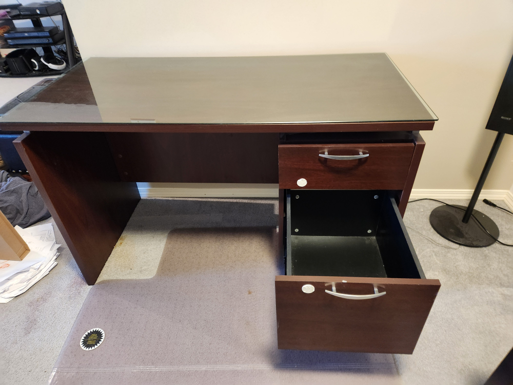 Used Black Office Chair, Side Table & Desk - photo 4