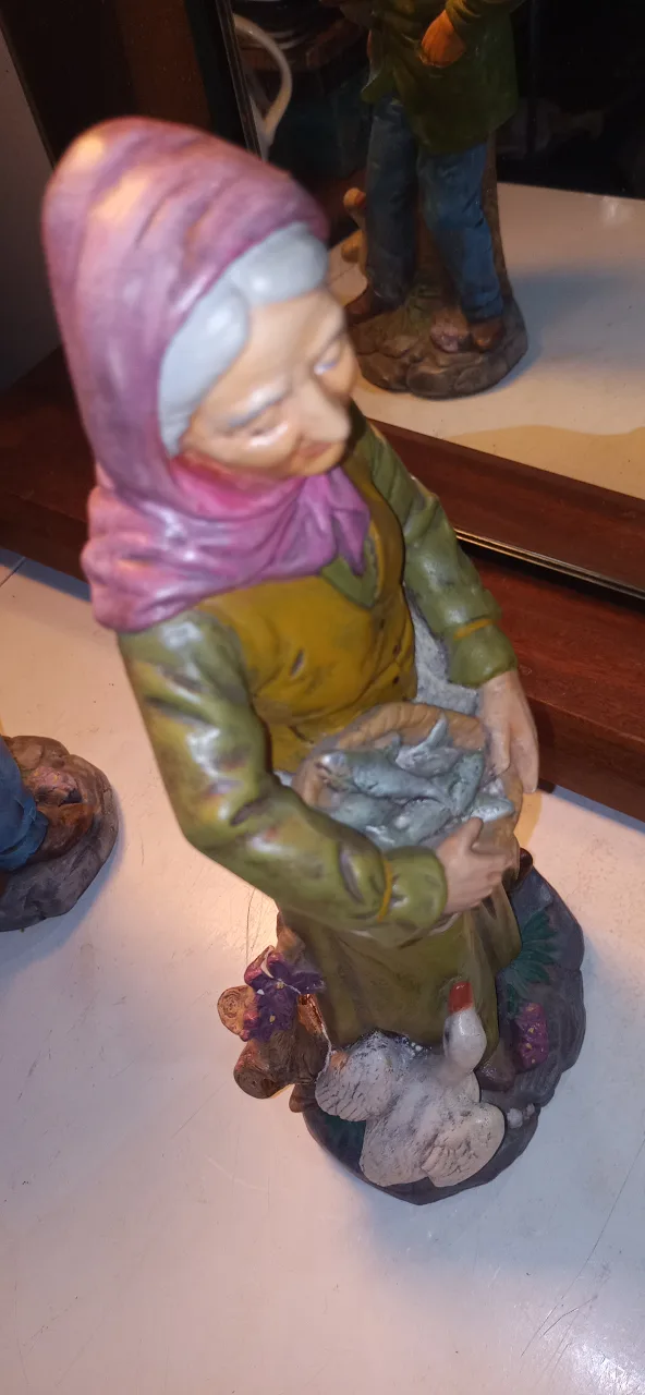 Mid Century Chalk Art Hunter & Woman Figurines image indicator(6)