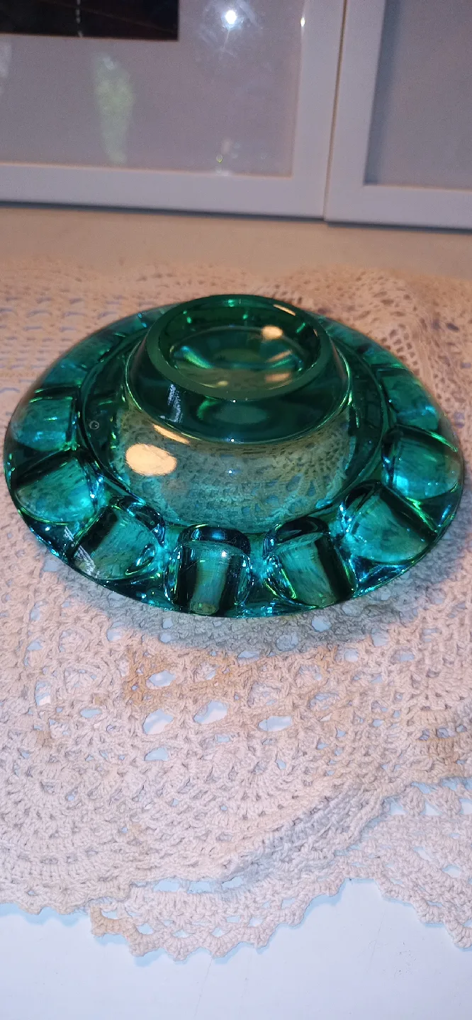 Vintage Czech Art Glass Ashtray, Turquoise image indicator(6)