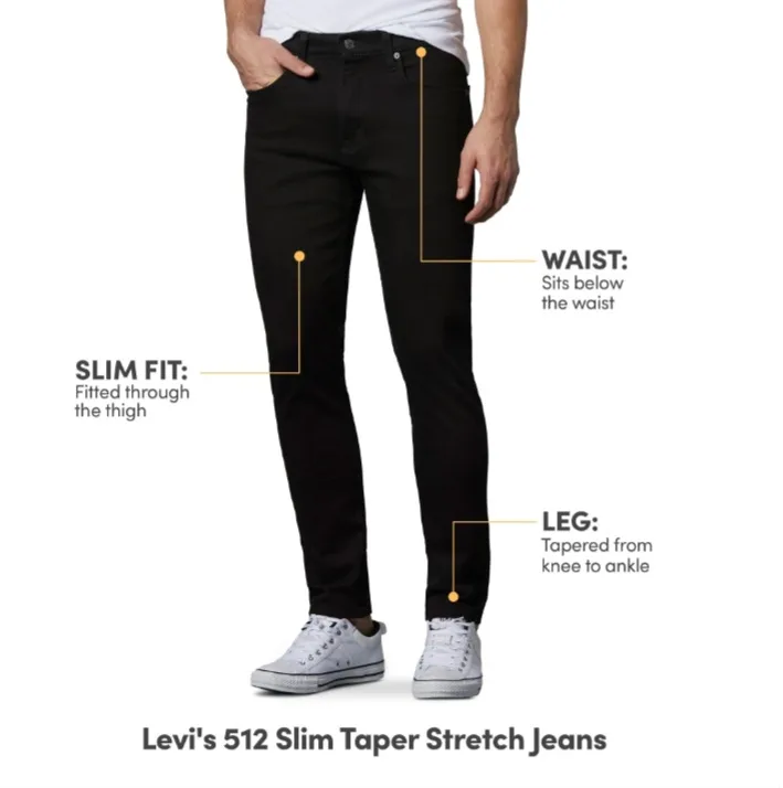 Men's Levi's Black 512 Slim Flex Cotton Jeans, Size W 31 L 32 thumbnail