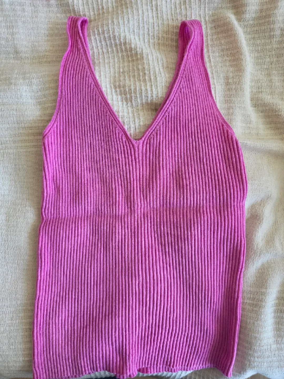 Vero Moda Pink Ribbed Tank Top - Size S image indicator(4)