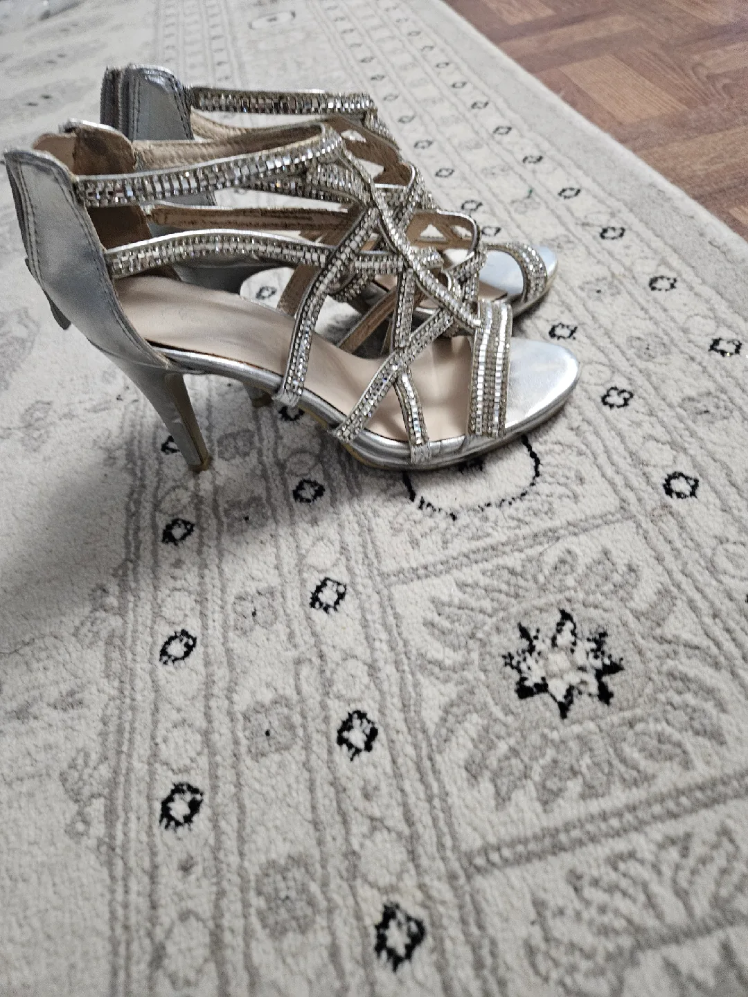 Silver Rhinestone Heels - Size 6 thumbnail