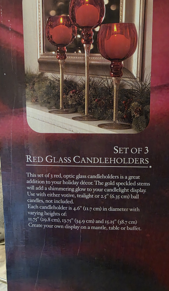 Holiday Things Red Glass Candleholders (Set of 3) - photo 2