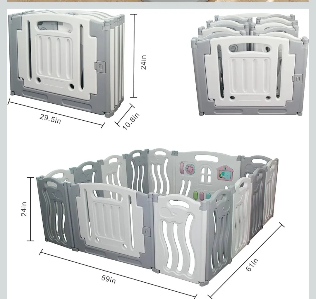 Gupamiga Baby Playpen - Grey & White image indicator(5)