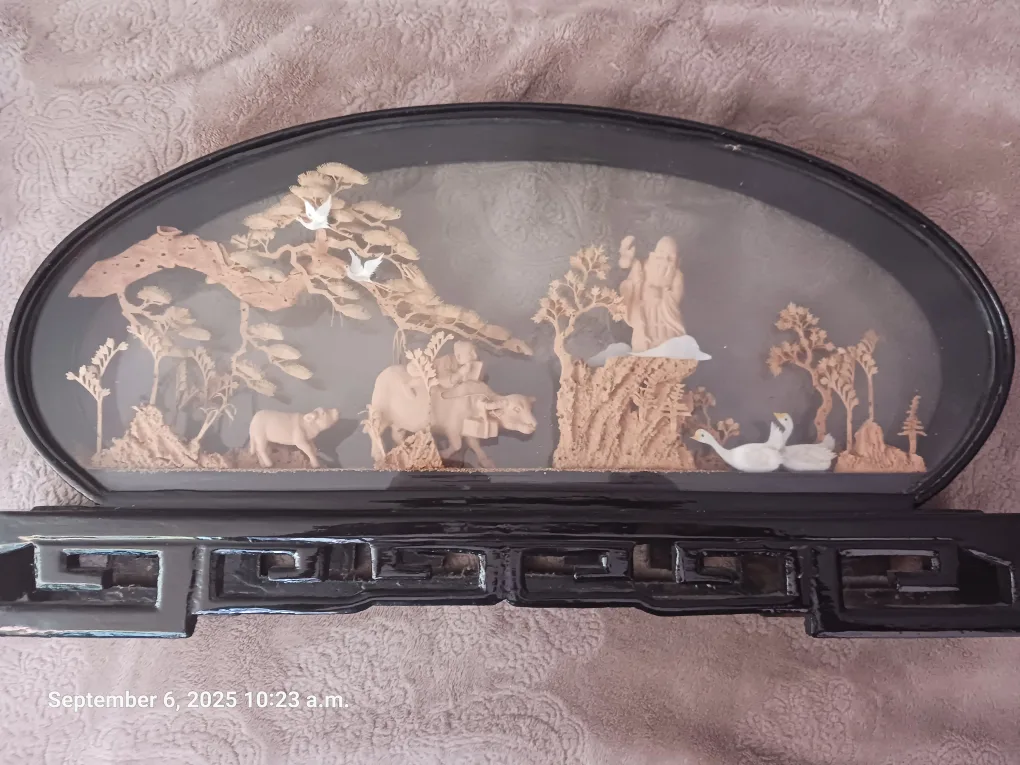 Vintage Chinese Cork Art Shadow Box image indicator(2)
