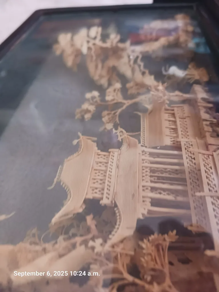 Vintage Chinese Cork Art Shadow Box image indicator(6)