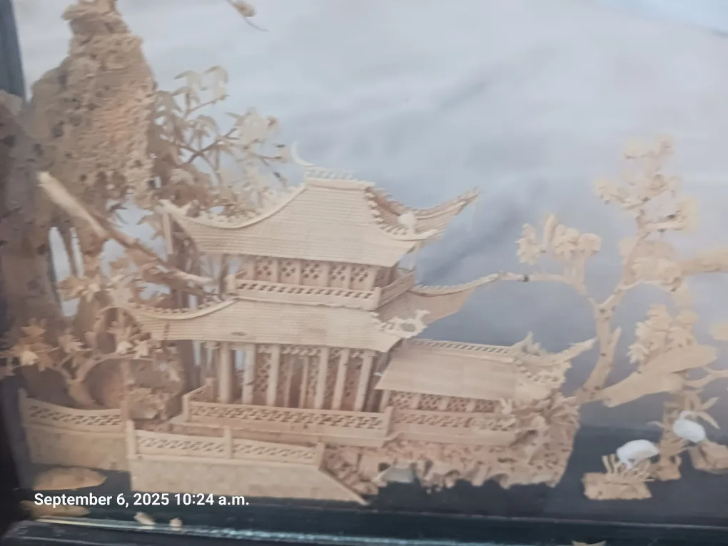 Vintage Chinese Cork Art Shadow Box image indicator(8)